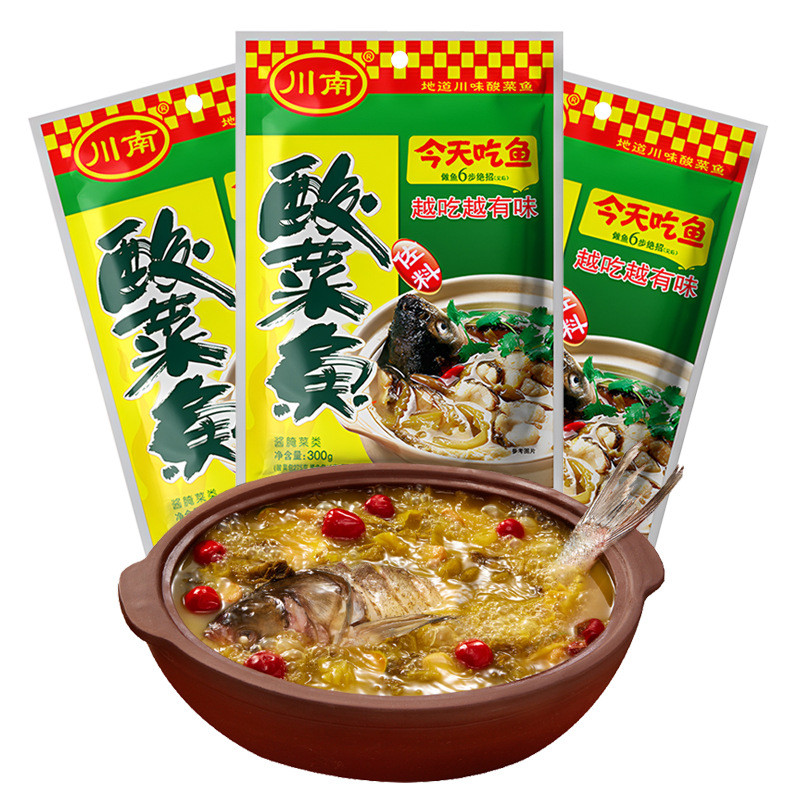 新日期川南酸菜鱼佐料300g/袋装 酸汤水煮鱼底料四川特产老坛泡菜