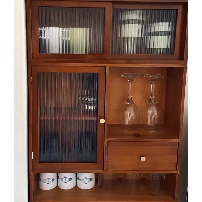 桌上杯子茶具收纳置物架桌面化妆品收纳盒木质储物柜分层架子防1