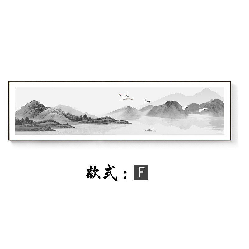 新中式床头挂画大气主卧卧室装饰画酒店房间背景墙壁画寓意水墨画