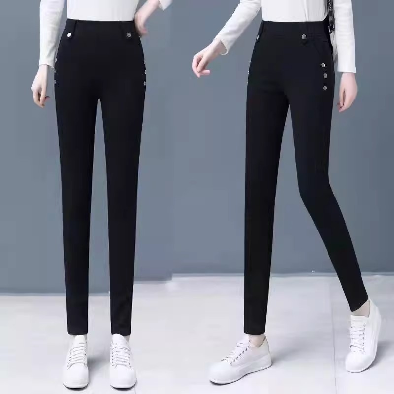 加绒加厚牛仔裤女秋冬大码胖mm百搭黑色铅笔裤显瘦外穿打底小新款