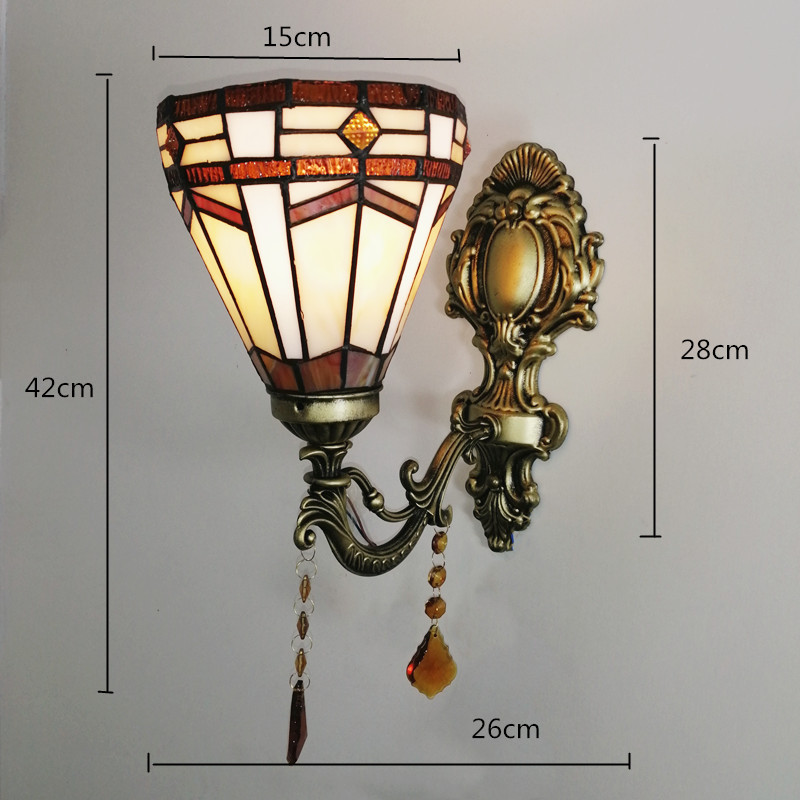 欧式地中海镜前灯走廊阳台床头琉璃壁灯蒂凡尼彩色玻璃田园过道饰