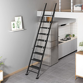 加厚铝合金折叠梯十步阁楼梯室内移动楼梯阳台伸缩梯加长扶手爬梯