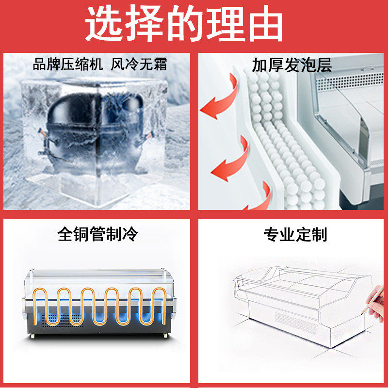 热销三睿冷鲜肉柜超市生鲜猪肉冷藏展示柜果蔬烧烤保鲜冷藏柜点菜