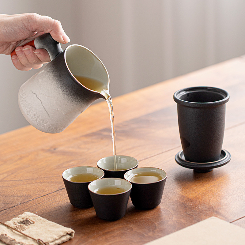 热销旅游旅行一壶四杯茶具便携式户外功夫泡茶露营装备快客杯印lo