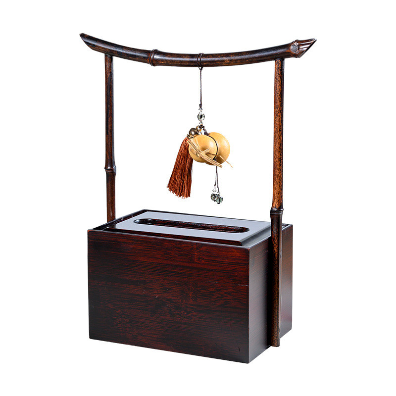 a5l新中式紫竹提拿纸巾盒餐巾装饰家居实木收纳盒客厅禅意抽纸盒