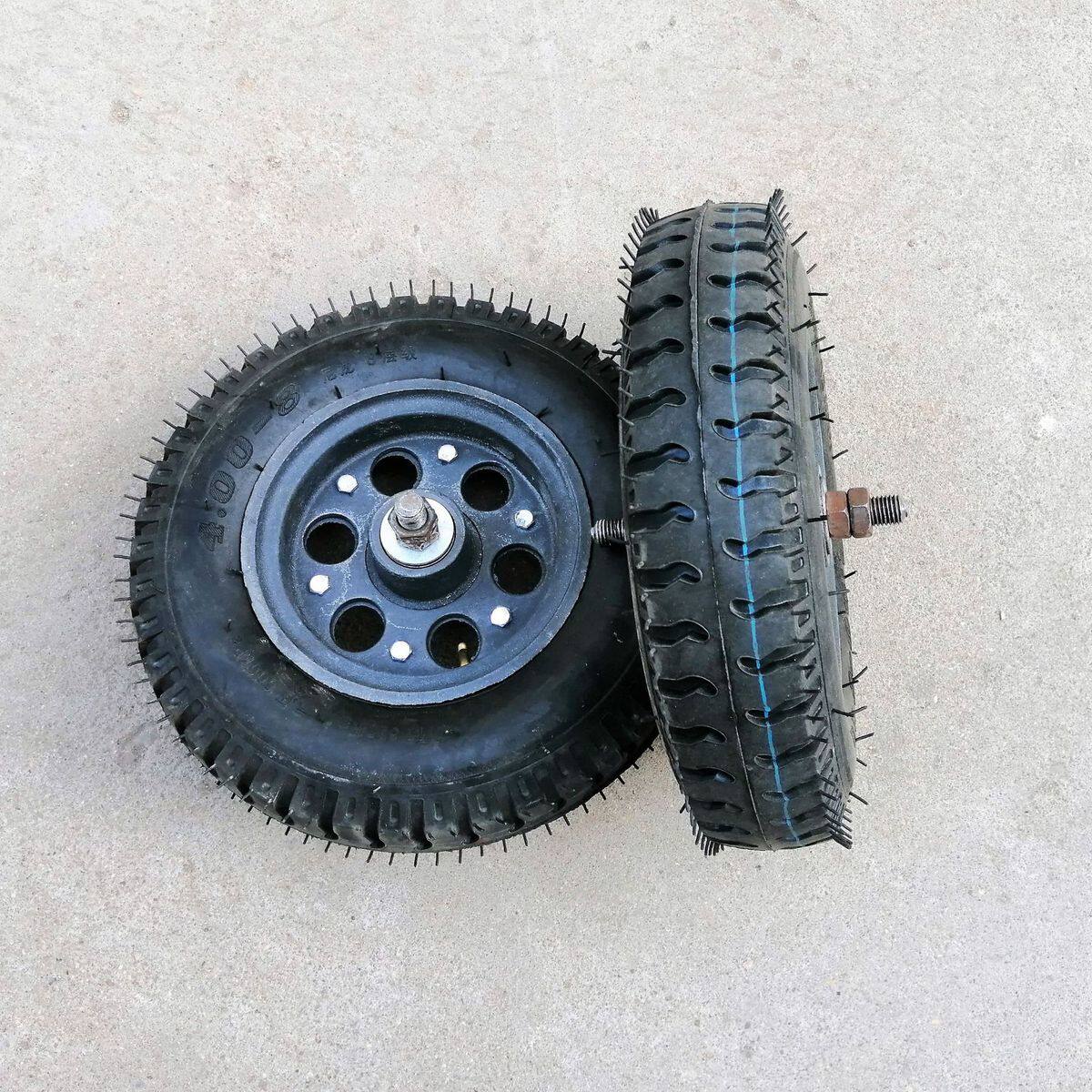 脚轮万向轮 400-8铸铁尾轮工矿轮 充气轮工地轮独轮车轮 打气