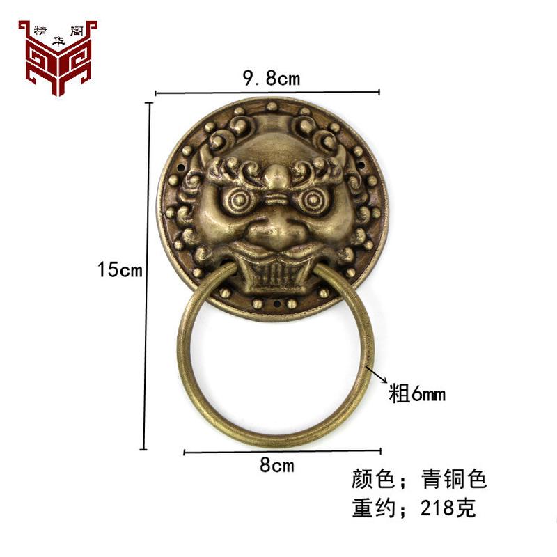 仿古实木大门拉手兽头兽面纯铜把手古建别墅狮子头虎头古铜拉手环