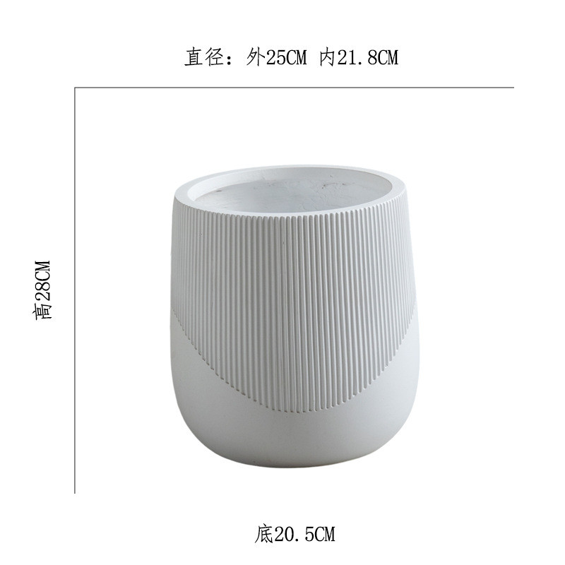 高级轻奢大口径花盆琴叶榕橡皮树落地镁泥绿植盆商场酒店装饰花器