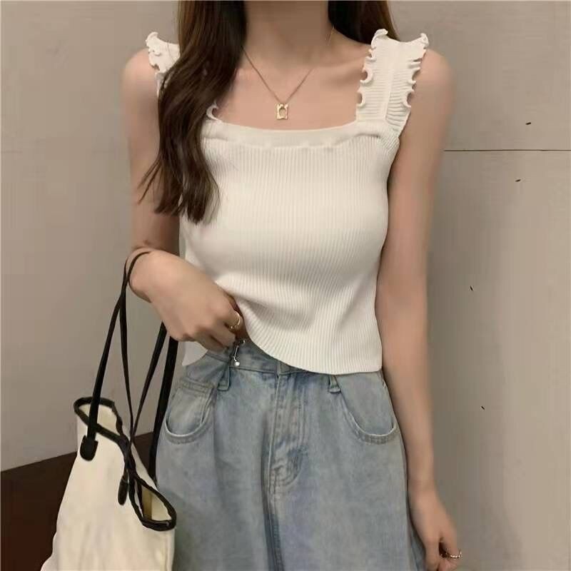 吊带背心女内搭夏季设计感小众打底抹胸白色针织上衣百搭基础外穿