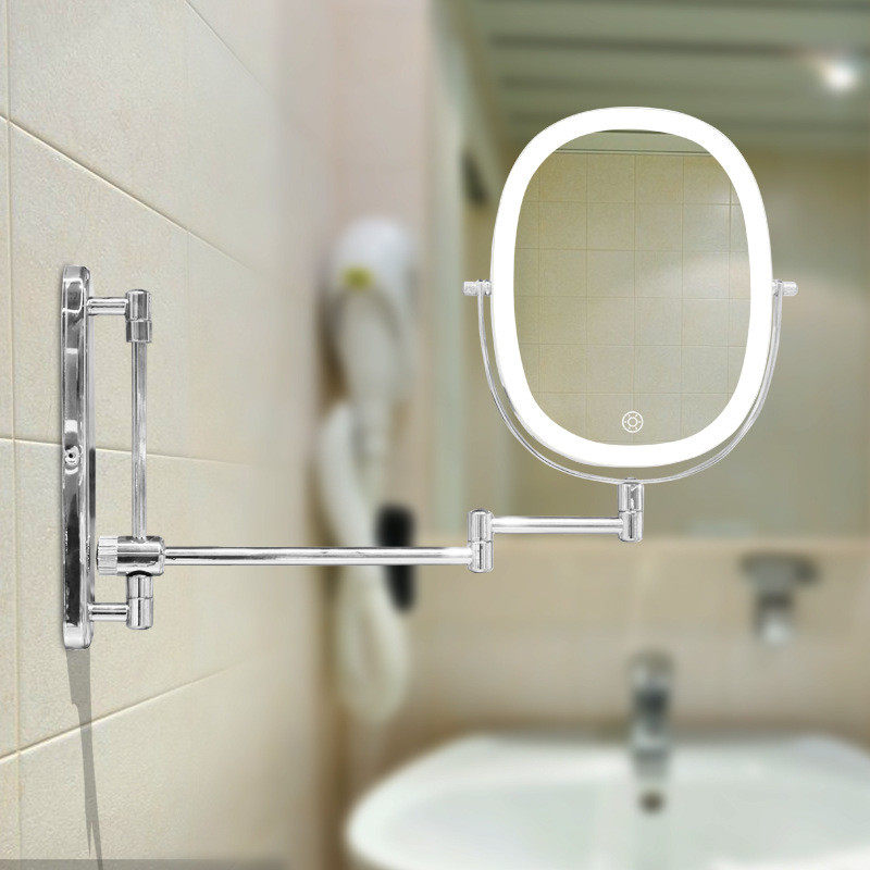 led化妆镜带灯可升降壁挂补光镜伸缩镜子浴室酒店洗漱高度梳妆镜