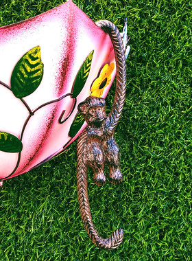 热销铸铁s形动物猴子挂钩花园阳台花盆挂钩铁艺吊篮家居工艺品装