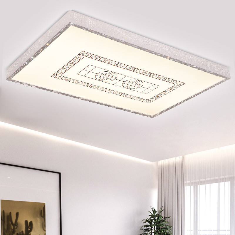 热销2022新中式长方形吸顶灯外壳套件批发铁艺长方形配件灯客厅灯