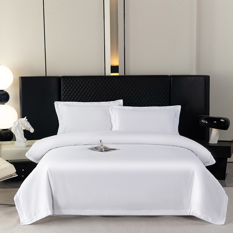 热销酒店布宾馆四件套纯白色床上用品加厚被套民宿床单三件套批发