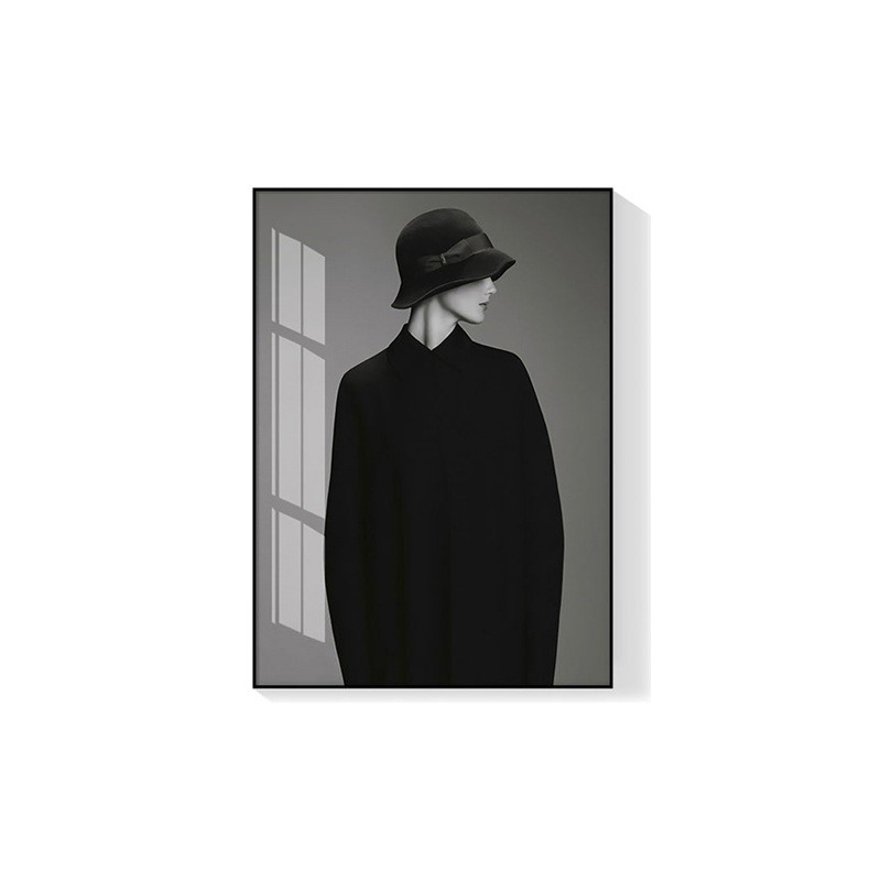 现代简约时尚女装服装店黑白灰人物轻奢挂画北欧客厅装饰画店壁画