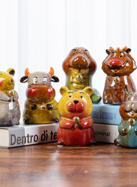 陶瓷储蓄罐十二生肖动物创意可爱儿童桌面客厅电视柜家居饰品摆件