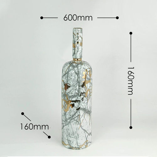 大理石花瓶纹细口金三件套摆件家居花器摆设工艺品花瓶花插批发