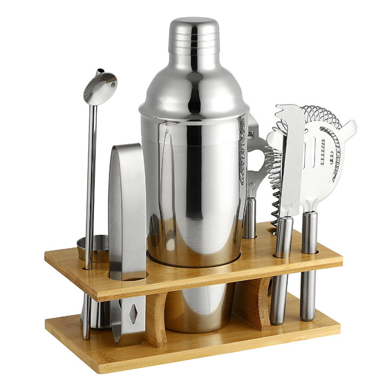 热销不锈钢调酒9件套装鸡尾酒雪克壶摇酒杯调酒工具雪克杯酒吧调