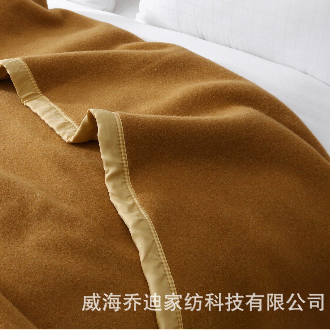 羊毛毯防潮柔软保暖透气厂家直销现货家用宾馆酒店棕色驼色毛毯