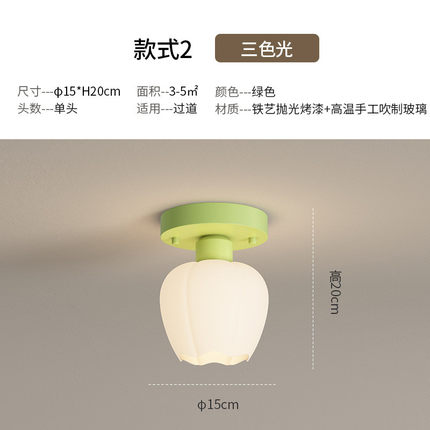 创意奶油风法式田园花朵过道台灯玄关走廊阳台入户吸顶灯中山灯饰