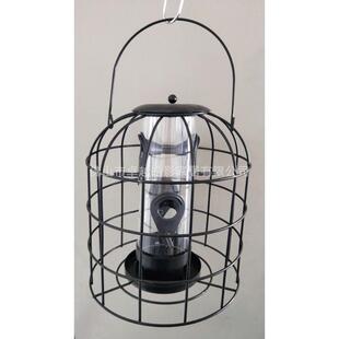 工厂直销大号铁笼喂鸟器喂网格管/pc管黑色带鸟器宠物小鸟喂食器