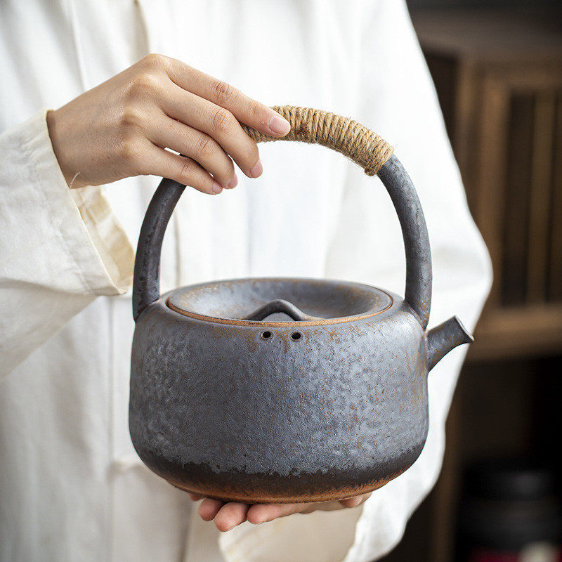 提梁壶大容量大号泡茶围炉煮茶壶陶壶陶瓷壶明火加热电陶炉煮水壶