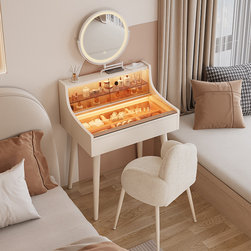 热销实木日式小型迷你卧室现代简约下沉式梳妆台小户型化妆桌书桌