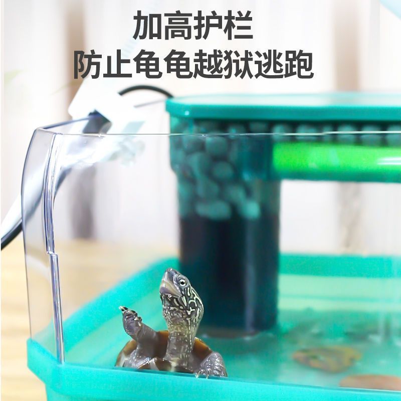 乌龟缸带晒台养龟饲养箱龟水陆家用小型别墅造景生态缸盆厂家批发