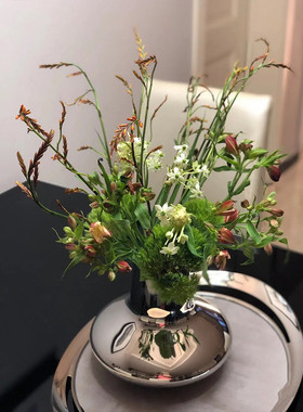 现代简约不锈钢花瓶批发插花家居客厅酒店装饰花瓶摆件