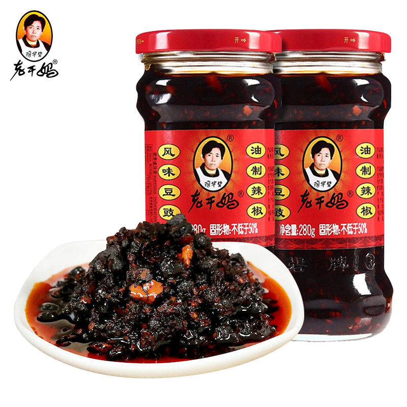 新货老干妈风味豆豉油辣椒280g豆瓣酱拌面香辣下饭菜辣椒酱陶华碧