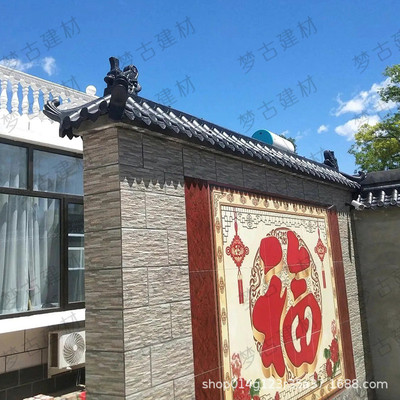 热销古梦影壁墙帽套餐树脂仿古瓦中式照壁墙顶小院墙头瓦塑料四面