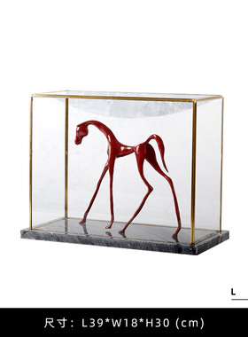 现代轻奢灰色时尚玻璃罩创意家居大理石样板房别墅高档工艺品摆件