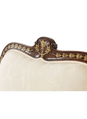 热销欧式家具实木雕花布艺休闲椅英式新古典烤漆客厅沙发椅样板房