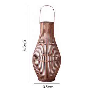 复古落地风灯天然竹编烛台庭院样板间花园灯笼酒店大厅装饰摆件