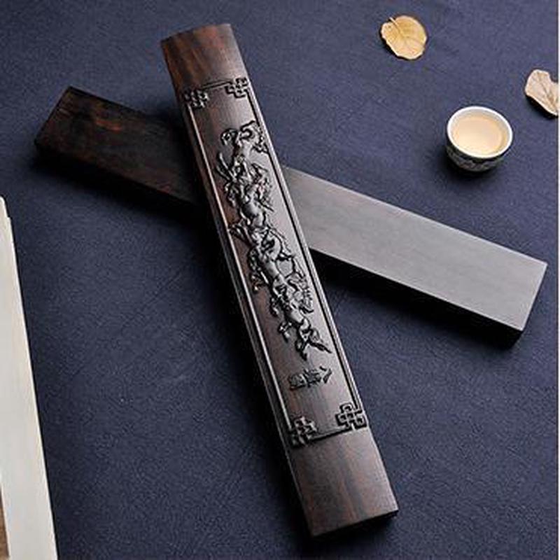 刻话浮雕黑檀木镇尺素面书法镇尺实木镇纸纸书尺压压木文房四宝