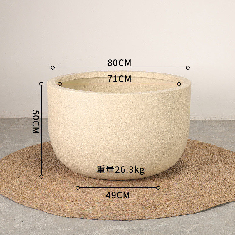 北欧简约大口径碗状落地花盆大颗植物孟加拉榕龟背竹专用花盆室外