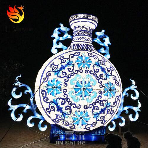 热销花瓶大型发光茶壶国潮青花瓷彩灯中秋节国庆花灯园区嘉年华装