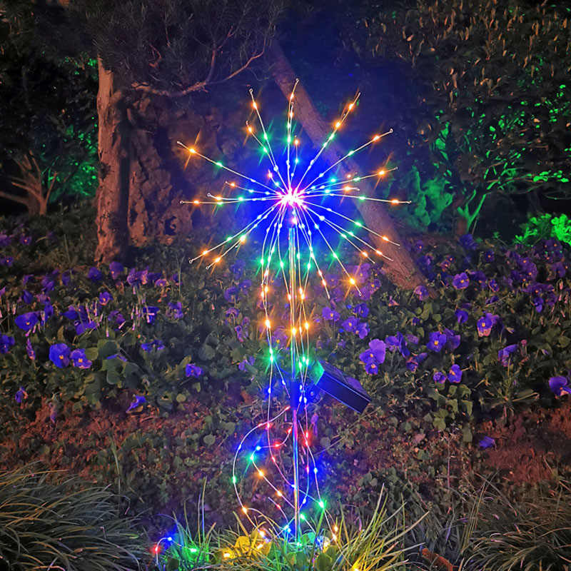 太阳能烟花灯地插灯庭院灯草坪地插烟花蒲公英铜线灯圣诞节装饰