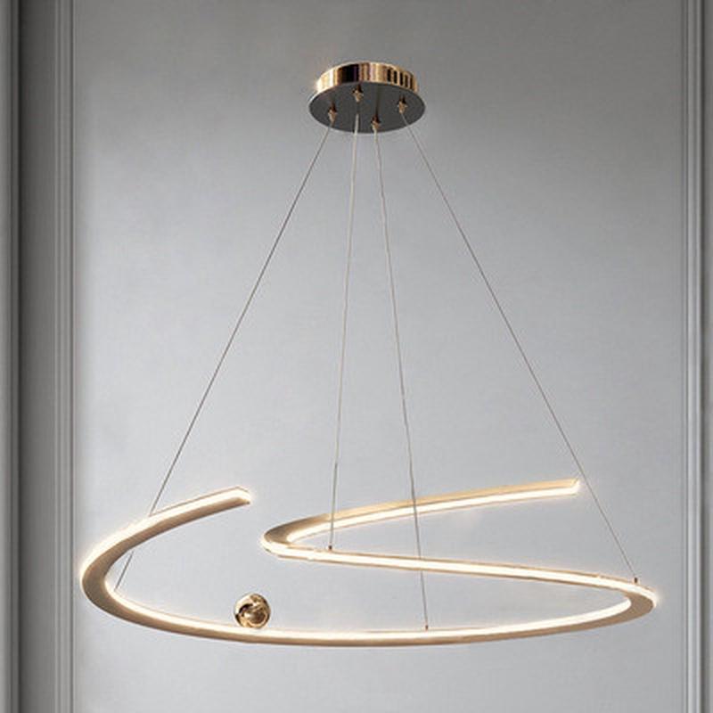 意式极简样板房客厅设计师圆环吊灯轻奢创意餐厅卧室书房led灯