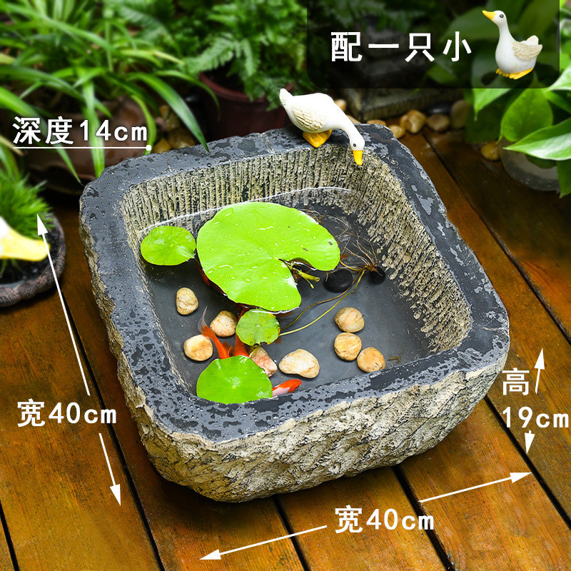 0wyv庭院小花园阳台鱼池造景仿户外鱼缸摆件石槽水景观小院天台布