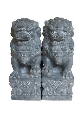 石雕家用小石狮子摆件小号一对青石门前门口祠堂墓地石头狮子厂家