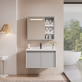 A9L橡木烤漆浴室柜镜柜卫生间挂墙陶瓷一体盆洗漱台洗脸洗手盆柜