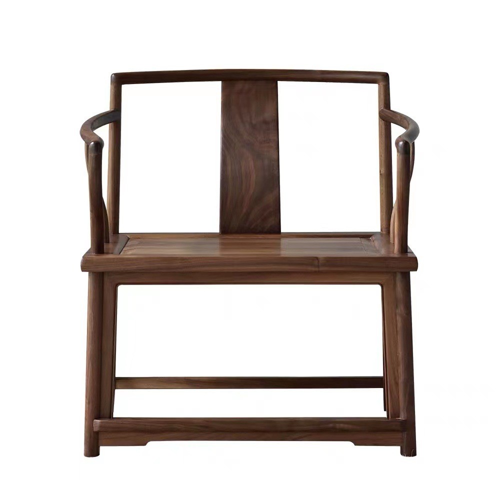 新中式扶手椅禅椅黑胡桃木单人椅明式家用实木圈椅围椅会客椅