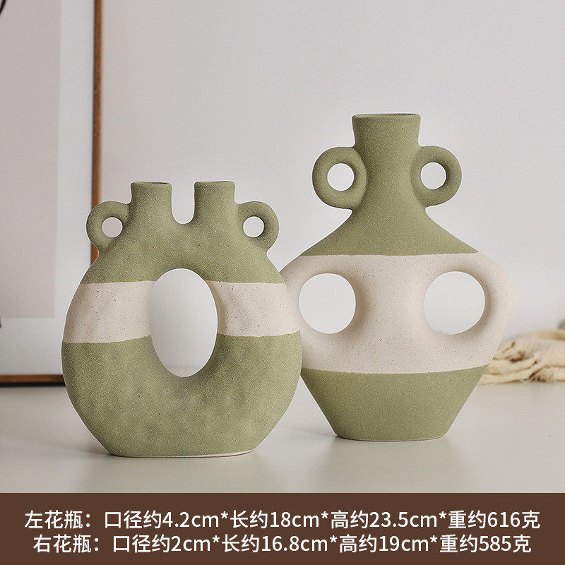 欧式家居饰品侘寂风格花瓶民宿酒店样板房客厅陶瓷花瓶古韵