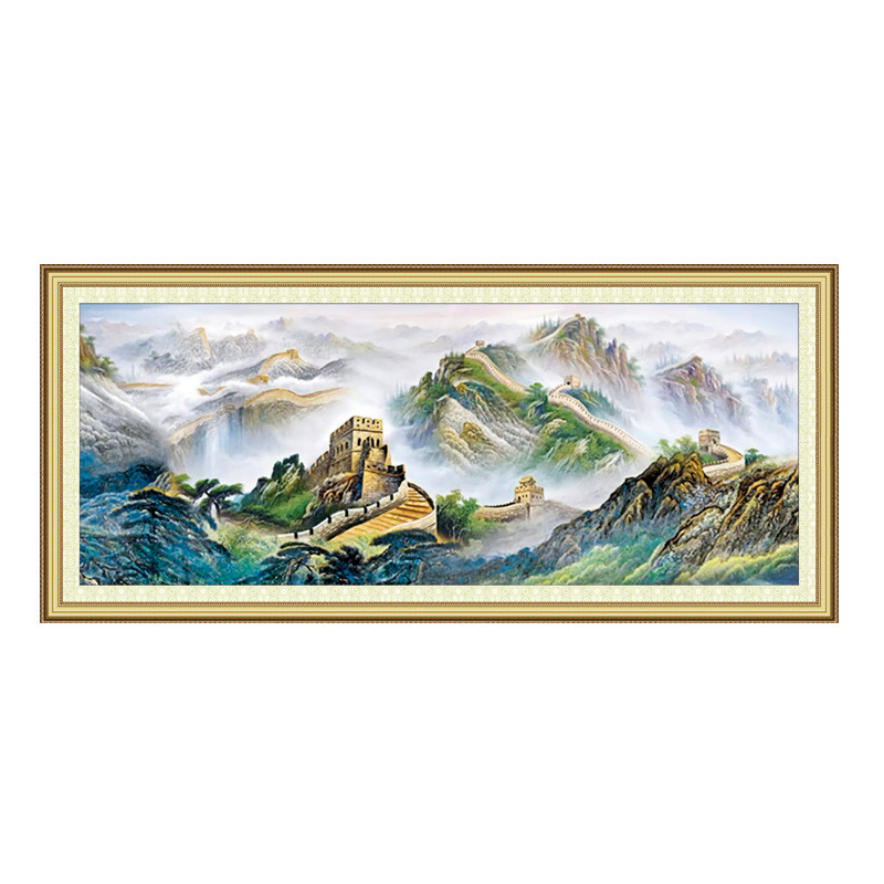 青飞精准印布万里长城龙抬头十字绣锦绣长城新中式风客厅挂画满绣