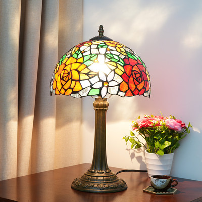 Colored glass desk lamp 30cm艳丽玫瑰餐厅吧台灯客厅卧室床头灯