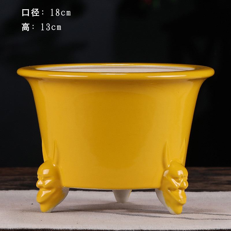 紫砂花盆花盆盆景盆兰花多肉盆栽青瓷釉冰裂石湾外贸陶瓷