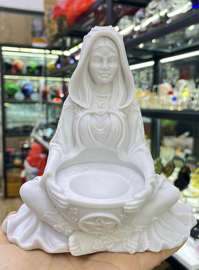 水晶圆形球托底工艺品树脂座五芒星女巫球托摆件桌面摆件