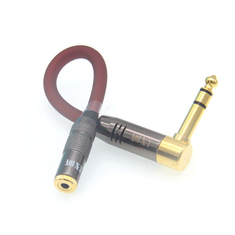 高屏蔽6.35公对3.5母弯6.5mm转3.5音频线 电子琴耳机