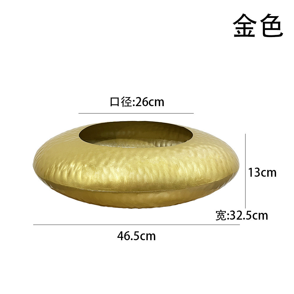 创意仿石头福铁艺盆大口径蝴蝶兰花盆冬青蕙兰年宵花盆乔迁纹盆