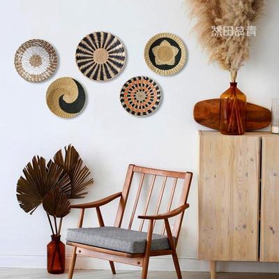 创意家居挂饰草编墙饰异域风民宿墙壁装饰覆古背景墙壁挂跨境现货